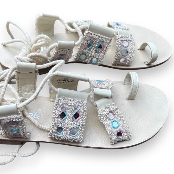 Free People NEW IN BOX Mantra Mirror Sandal Lace Up Size 37 - Picture 4 of 9